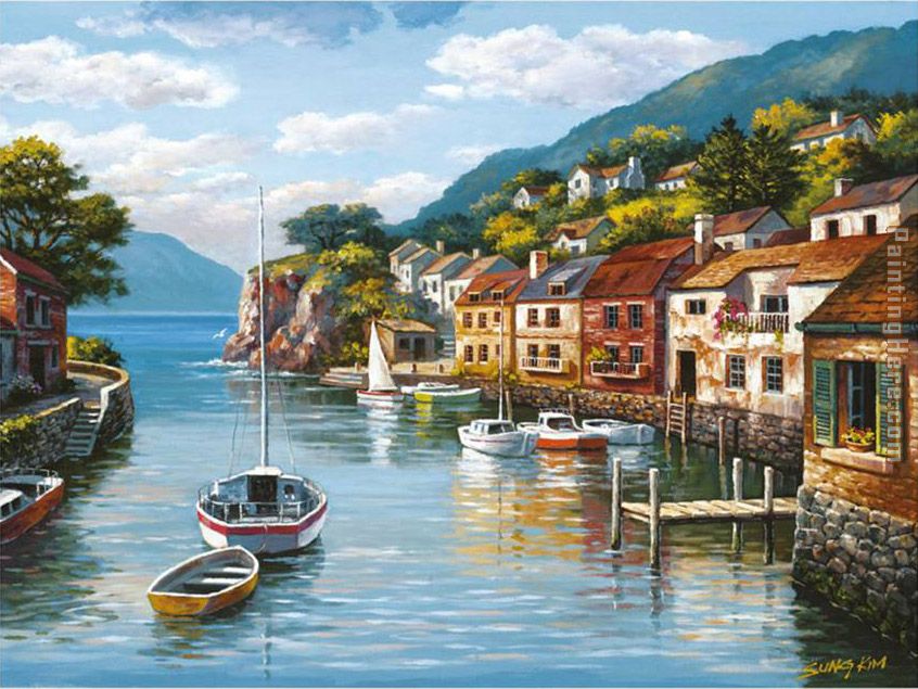 Village on the Water painting - Sung Kim Village on the Water art painting
